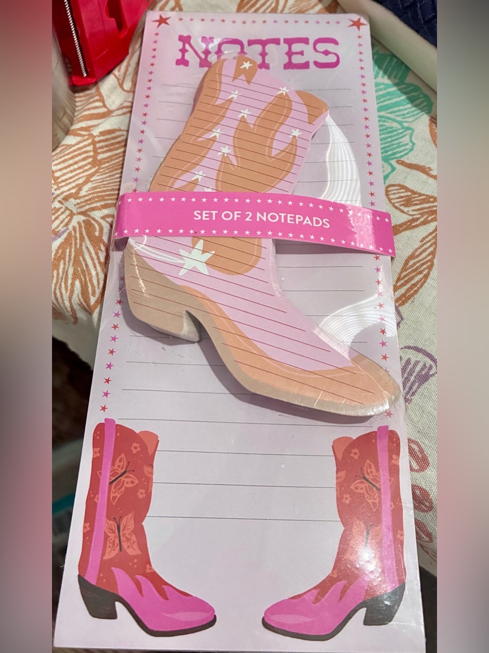 2 Western Cowgirl Boots Notepads. Pink, Tan & Orange. NWT